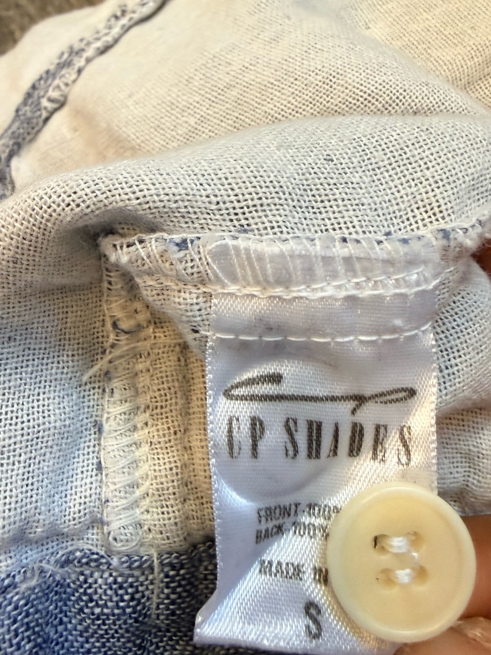 CP Shades Washed Light Blue Linen Button-Front Jacket - Picture 9 of 11